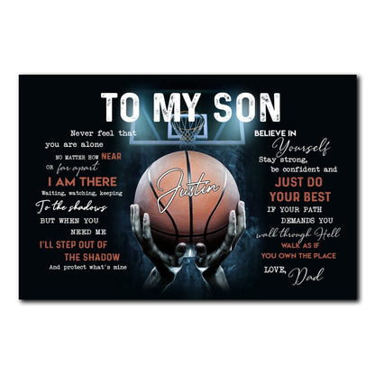 Personalized Basketball Gift To My Son From Dad Poster Gift For Son