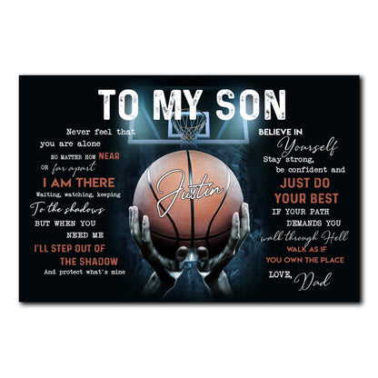 Personalized Basketball Gift To My Son From Dad Poster Gift For Son