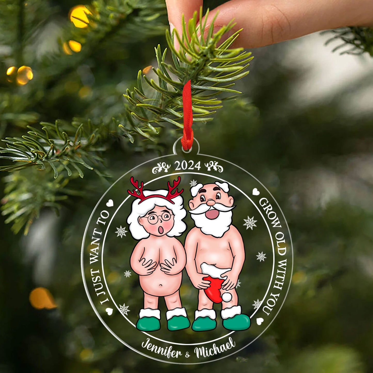 Personalized Funny Want To Grow Old Christmas Gift For Couple Ornament