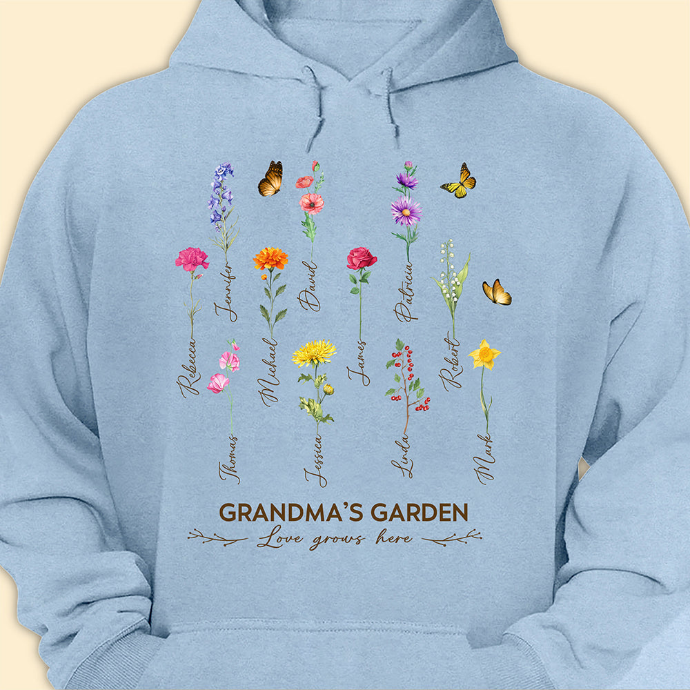 Grandma's Garden Birth Month Flower Personalized Shirt For Grandma