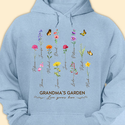 Grandma's Garden Birth Month Flower Personalized Shirt For Grandma