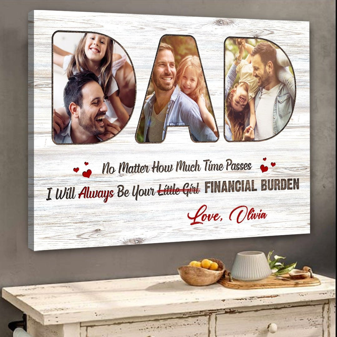 Little Girl Canvas Personalized Photo Gift For Dad From Daughter