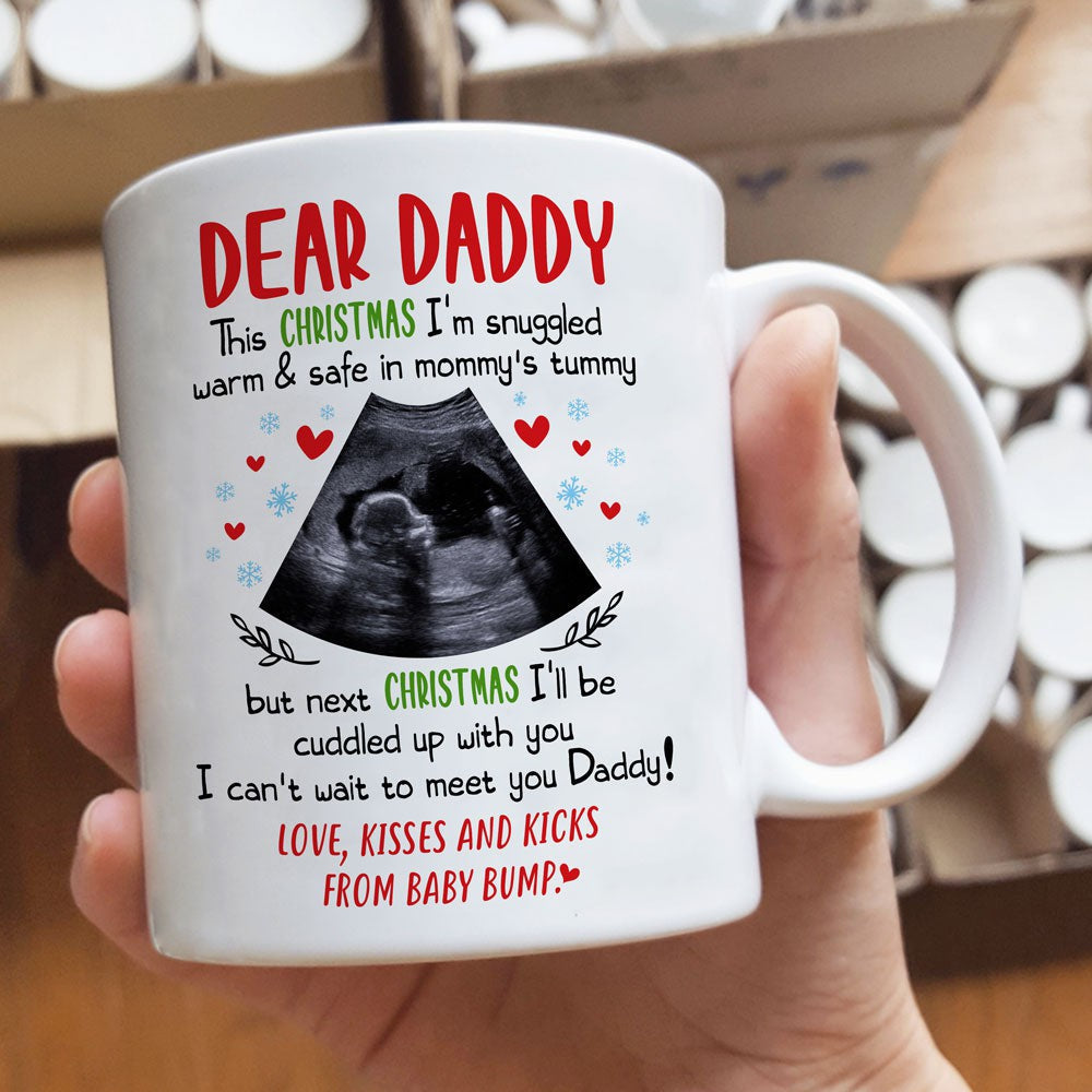 Personalized Christmas Gift For Dad To Be Cant Wait To Meet You Mug