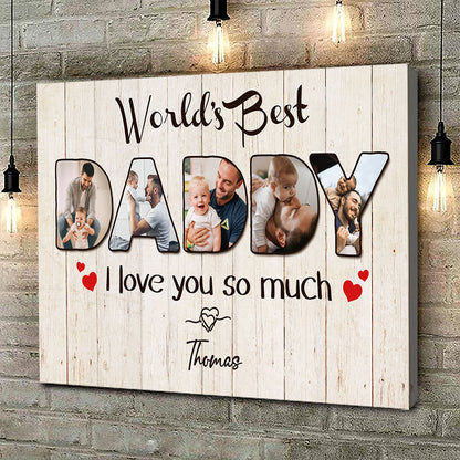 World's Best Daddy Personalized Photo Canvas Gift For Dad