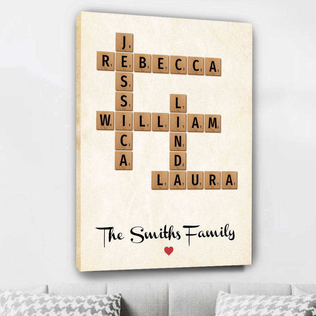 Family Name Crossword Puzzle Personalized Canvas For Family