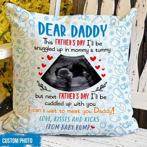 Personalized Gift For Expecting Dad Father's Day From Baby Bump Pillow