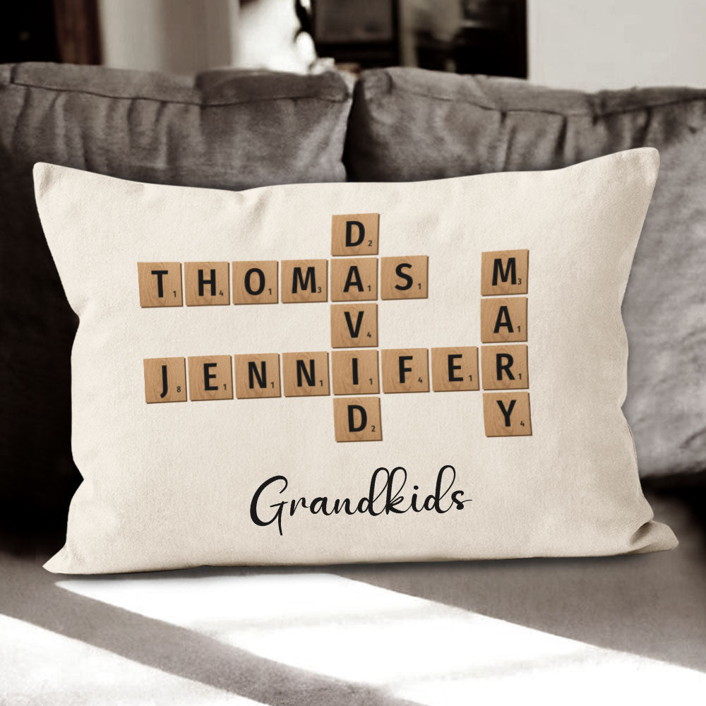 Grandkids Crossword Puzzle Pillow Personalized Gift For Grandparents