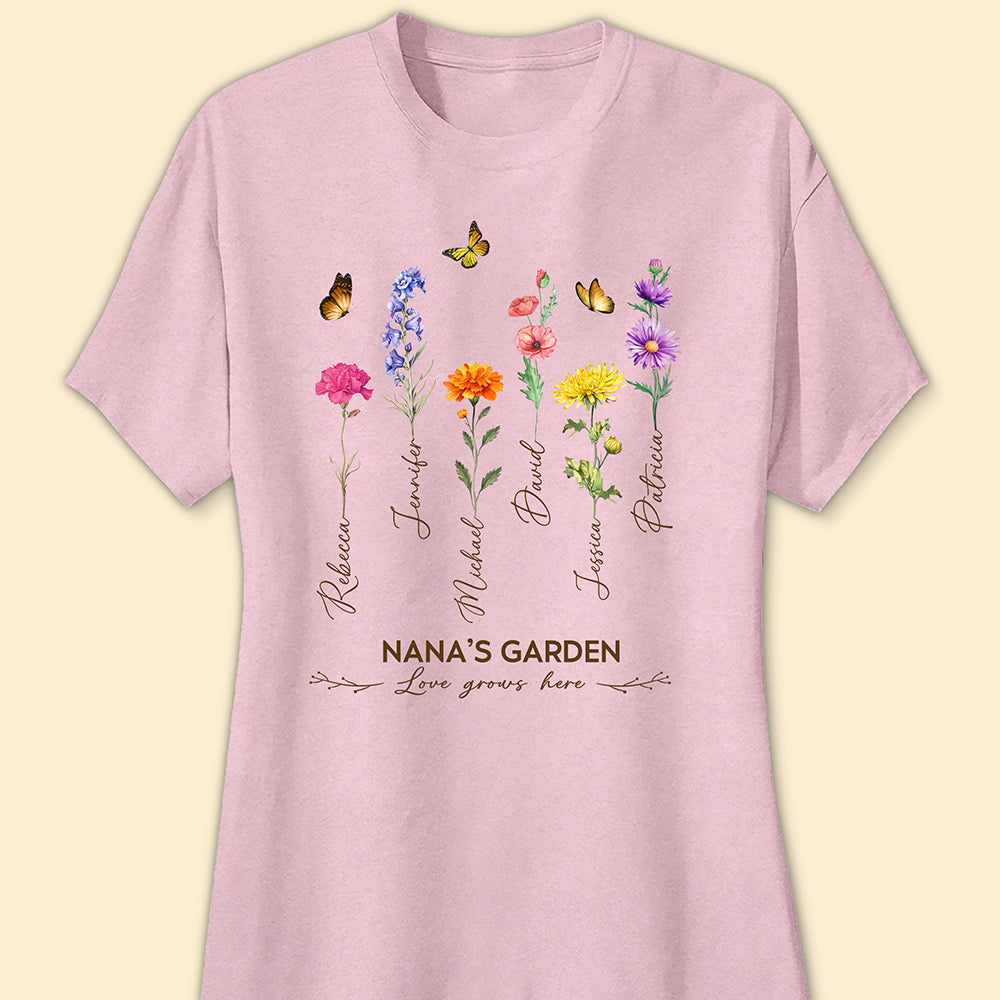 Grandma's Garden Birth Month Flower Personalized Shirt For Grandma