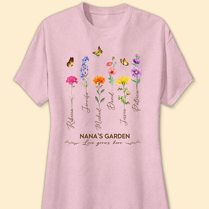 Grandma's Garden Birth Month Flower Personalized Shirt For Grandma