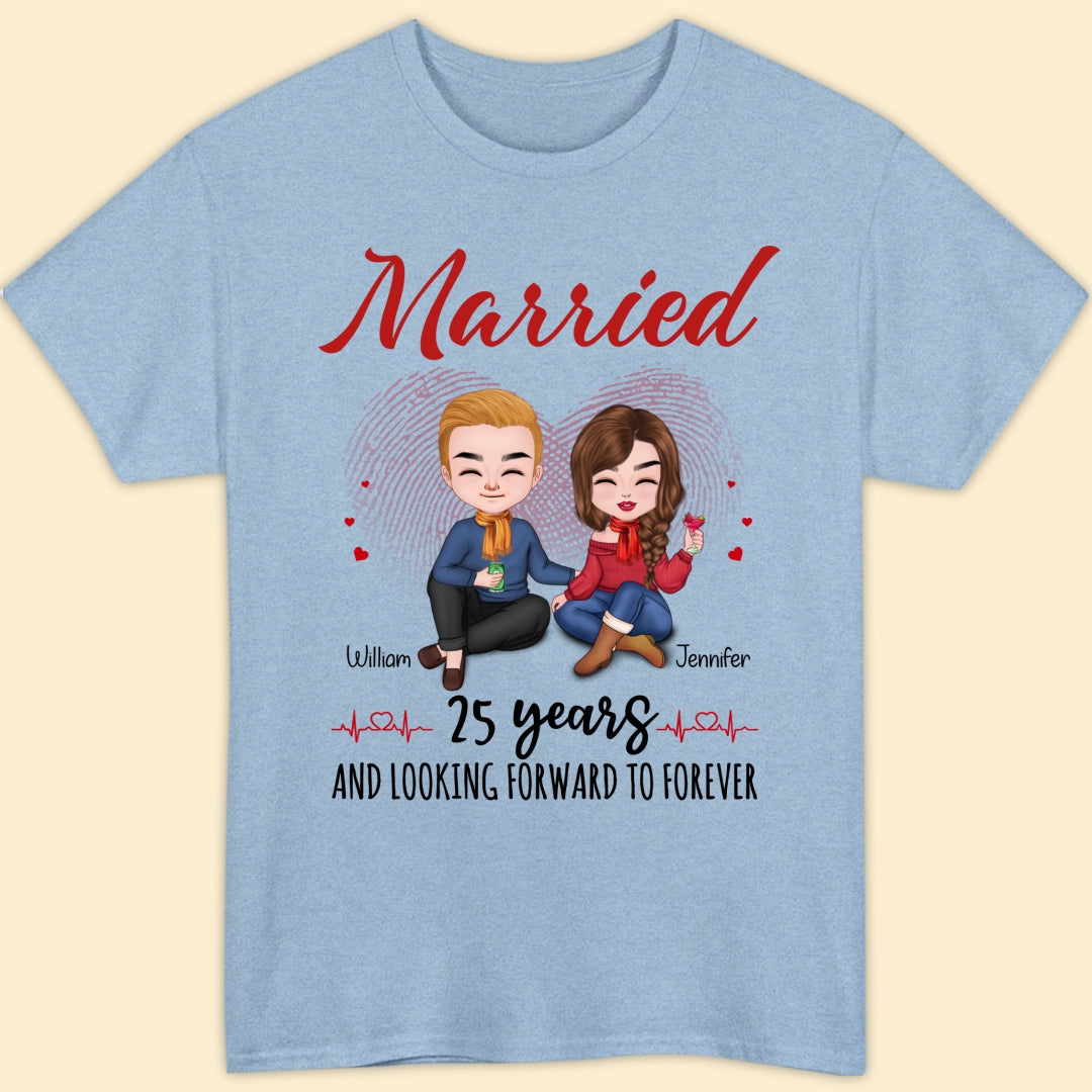Married 25 Years Matching T-shirt Personalized Anniversary Gift For Couple