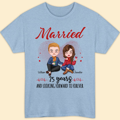 Married 25 Years Matching T-shirt Personalized Anniversary Gift For Couple