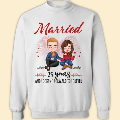 Married 25 Years Matching T-shirt Personalized Anniversary Gift For Couple