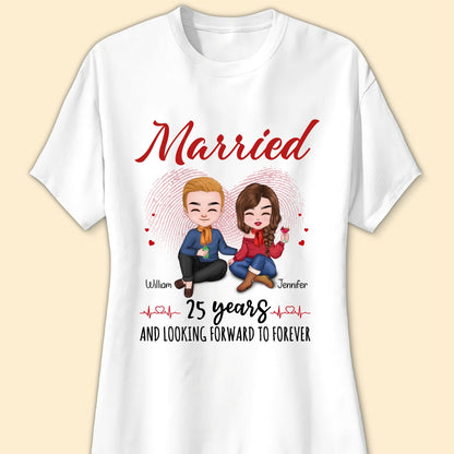 Married 25 Years Matching T-shirt Personalized Anniversary Gift For Couple