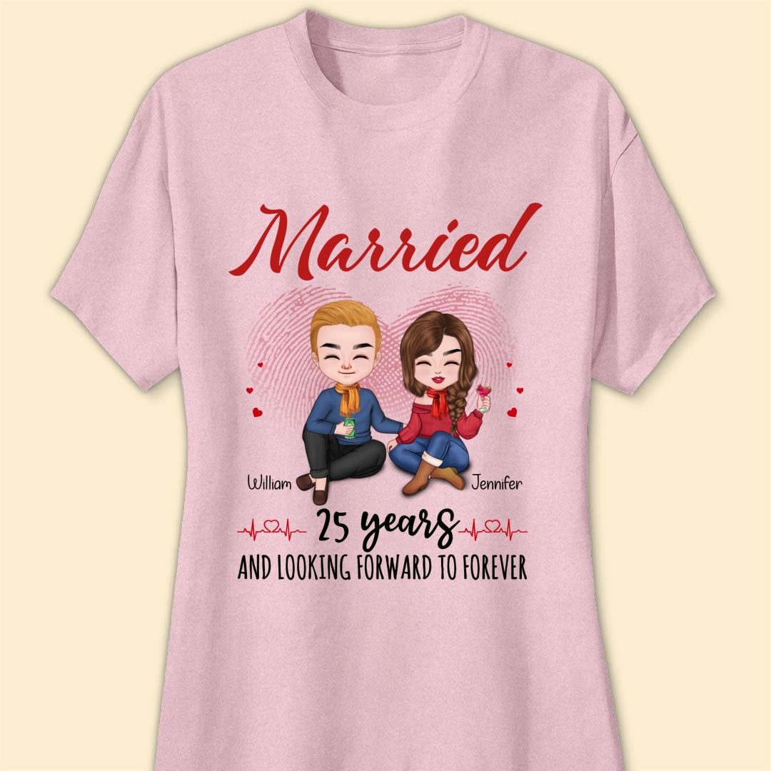 Married 25 Years Matching T-shirt Personalized Anniversary Gift For Couple
