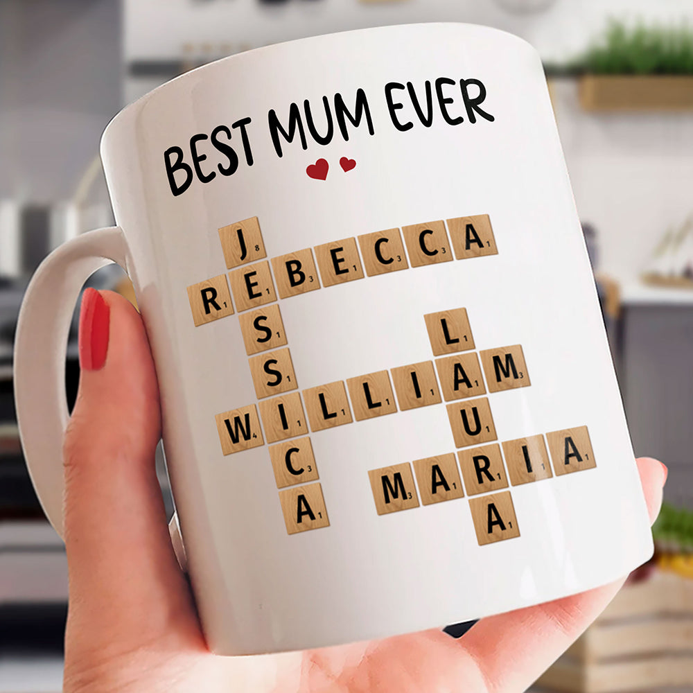 Best Mum Ever Crossword Puzzle Mug Personalized Gift For Mother