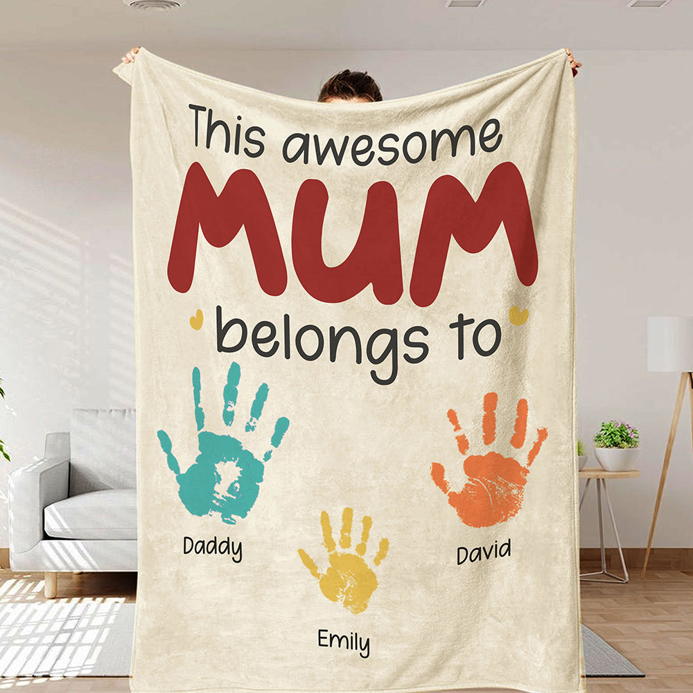 This Awesome Mom Belongs To Blanket Personalized Gift For Mother