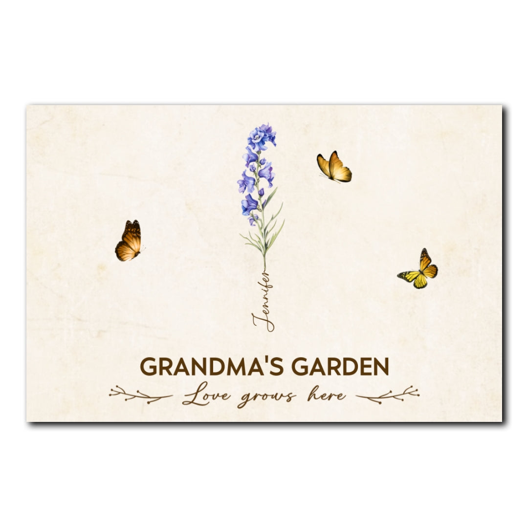 Grandma's Garden Birth Month Flower Personalized Poster For Grandma