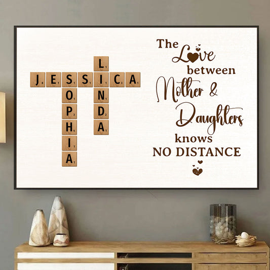 Mother & Daughter No Distance Crossword Puzzle Personalized Poster For Mom For Daughter