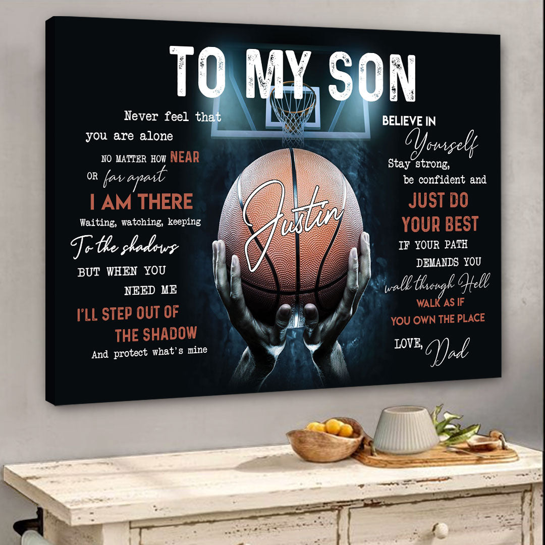 Personalized Basketball Gift To My Son From Dad Canvas Gift For Son