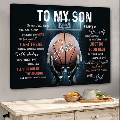 Personalized Basketball Gift To My Son From Dad Canvas Gift For Son