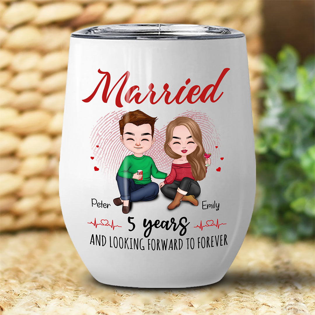 Married 5 Years Tumbler Personalized Anniversary Gift By Year For Couple