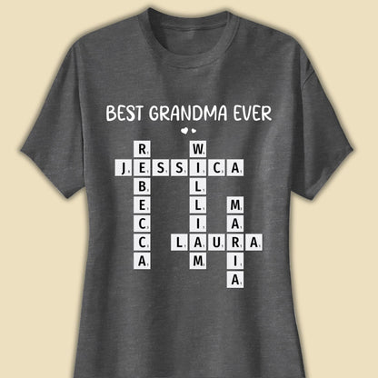 Best Grandma Ever Crossword Shirt Personalized Gift For Grandma