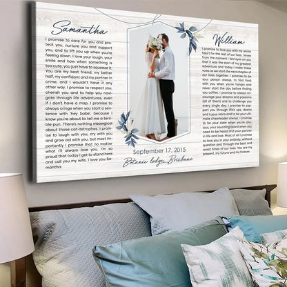 Couple Wedding Anniversary Vow Renewal Vows Personalized Canvas