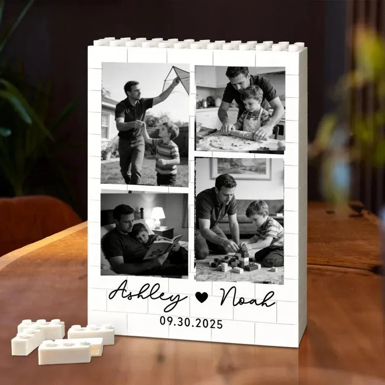 Personalized Photo Bricks Frame, Decor Gift For Couple