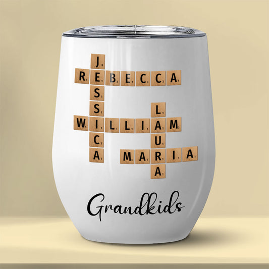 Grandkids Crossword Puzzle Tumbler Personalized Gift For Grandparents