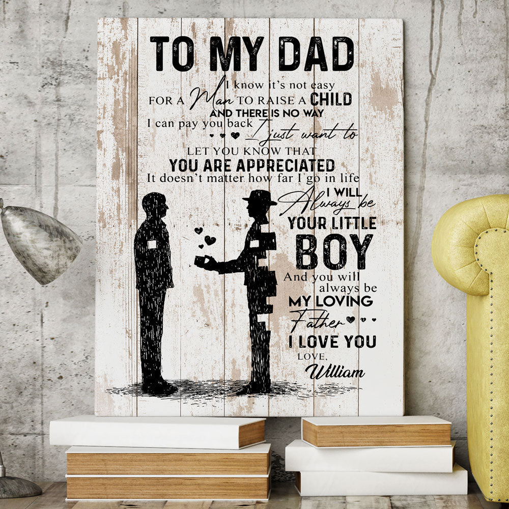 Little Boy To My Dad Canvas Personalized Gift For Dad From Son