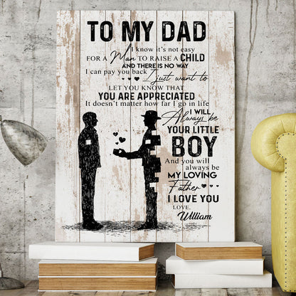Little Boy To My Dad Canvas Personalized Gift For Dad From Son