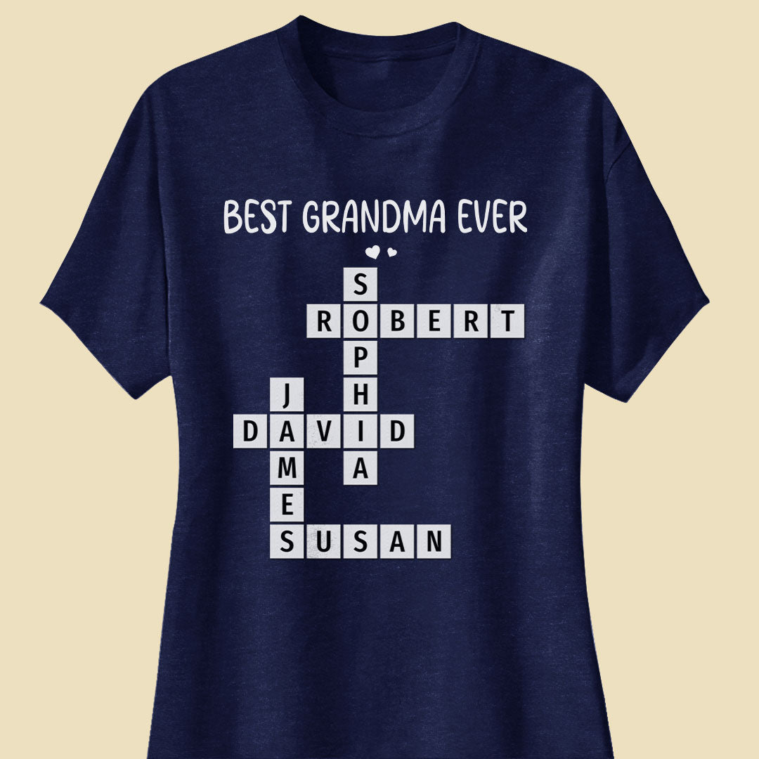 Best Grandma Ever Crossword Shirt Personalized Gift For Grandma