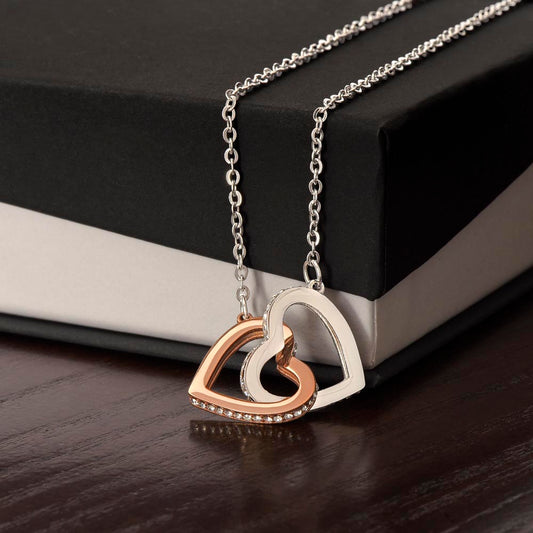 Interlocking Hearts Necklace - Gold Finish - Luxury Gift For Her