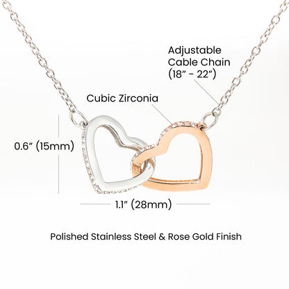 Interlocking Hearts Necklace - Gold Finish - Luxury Gift For Her