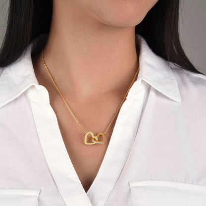 Interlocking Hearts Necklace - Gold Finish - Luxury Gift For Her
