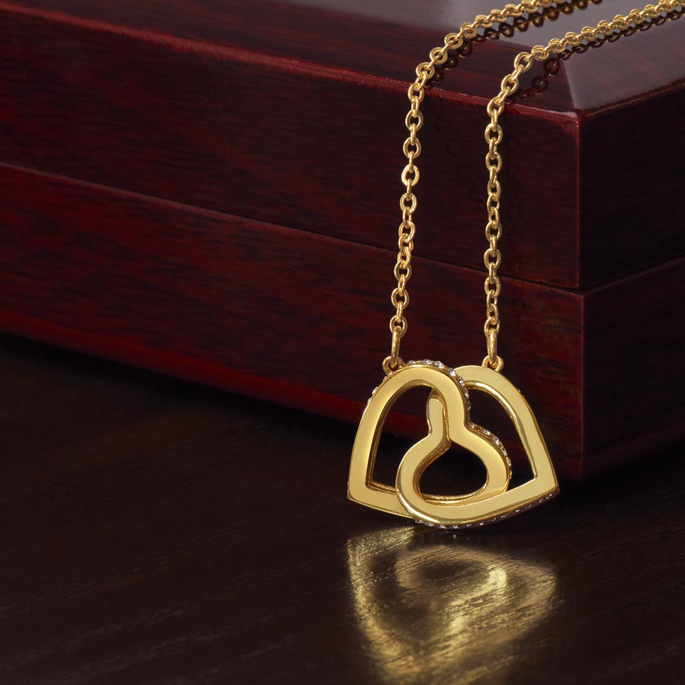 Interlocking Hearts Necklace - Gold Finish - Luxury Gift For Her