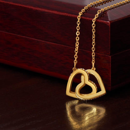 Interlocking Hearts Necklace - Gold Finish - Luxury Gift For Her