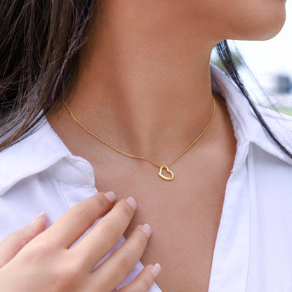 Delicate Heart Necklace - 18k Gold Finish - Gift For Her