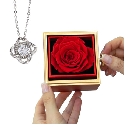 Love Knot with Rotating Rose Gift Box - Luxury Gift For Her