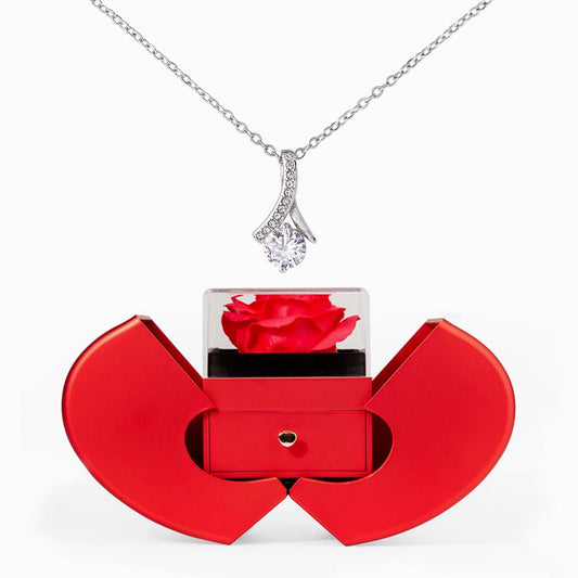 Alluring Beauty Necklace with Red Heart Rose Box - Luxury Gift For Her