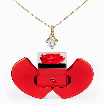 Alluring Beauty Necklace with Red Heart Rose Box - Luxury Gift For Her