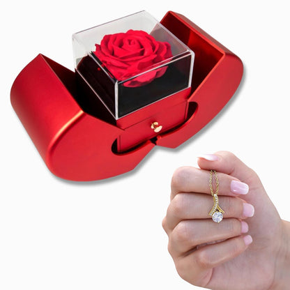Alluring Beauty Necklace with Red Heart Rose Box - Luxury Gift For Her