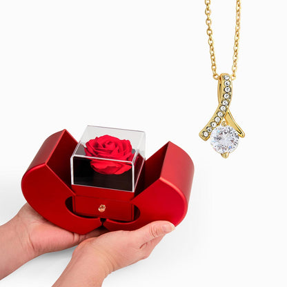 Alluring Beauty Necklace with Red Heart Rose Box - Luxury Gift For Her