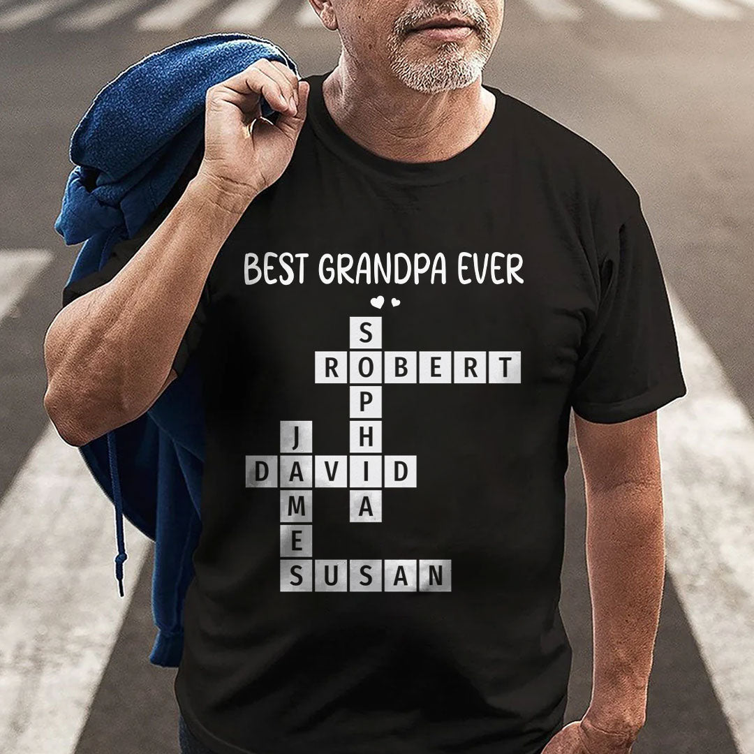 Best Grandpa Ever Crossword Shirt Personalized Gift For Dad