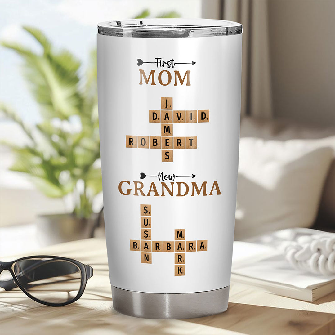 Now Grandma Crossword Puzzle Fat Tumbler Personalized Gift For Grandma