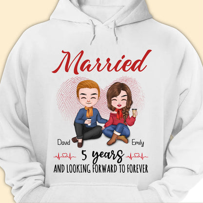 Married 5 Years Matching T-shirt Personalized Anniversary Gift For Couple