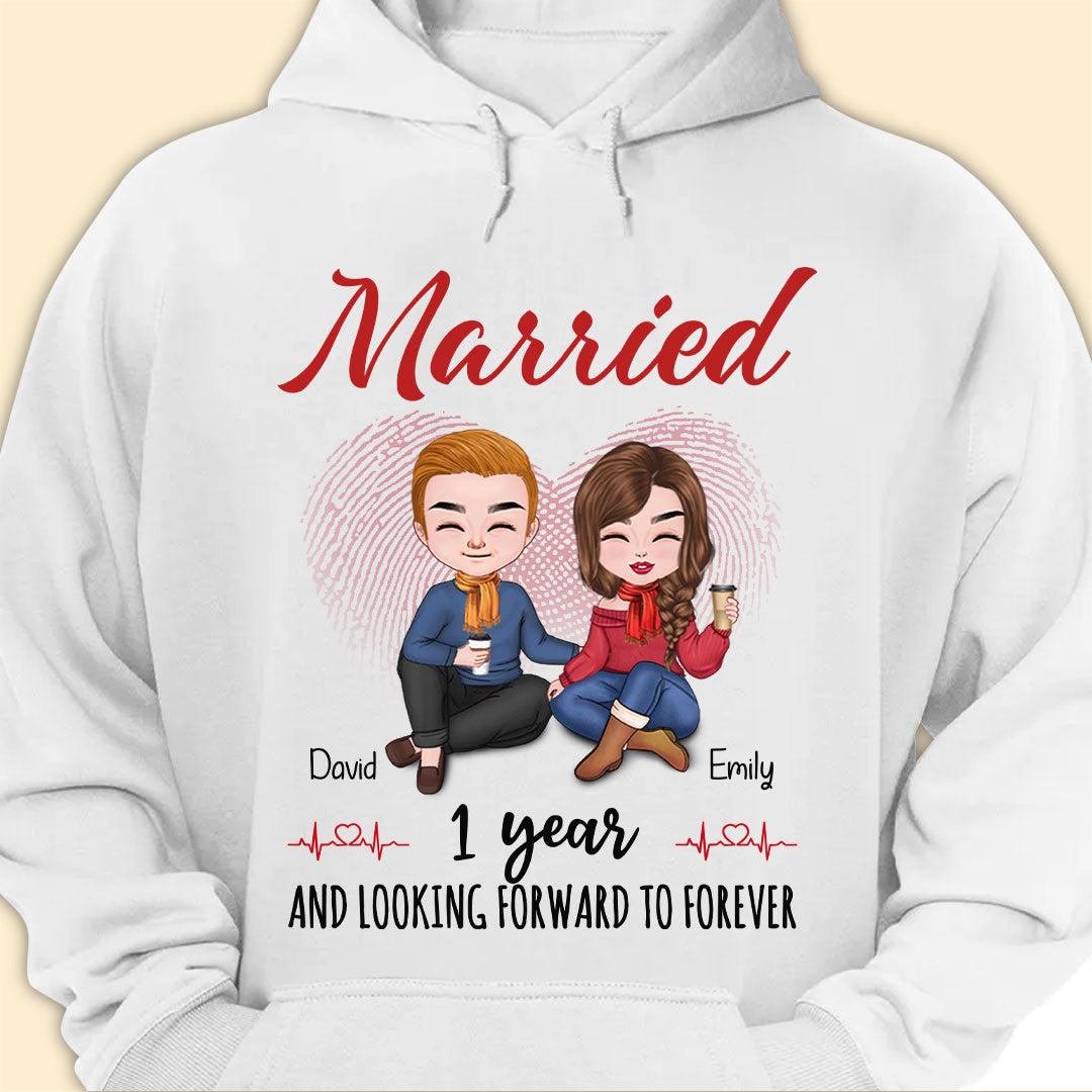 Married 1 Year Matching T-shirt Personalized Anniversary Gift For Couple