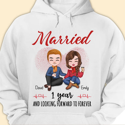 Married 1 Year Matching T-shirt Personalized Anniversary Gift For Couple