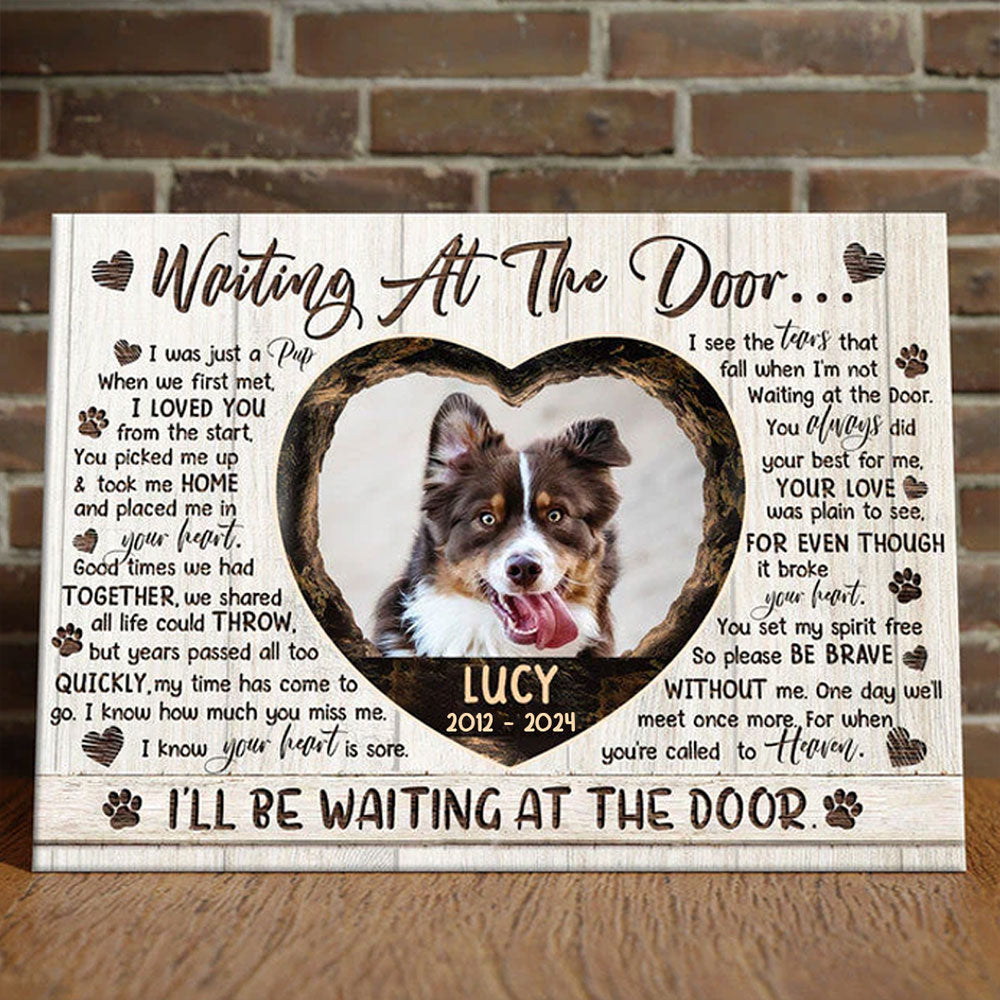 Waiting At The Door Canvas Pet Dog Cat Memorial Personalized Photo Gifts