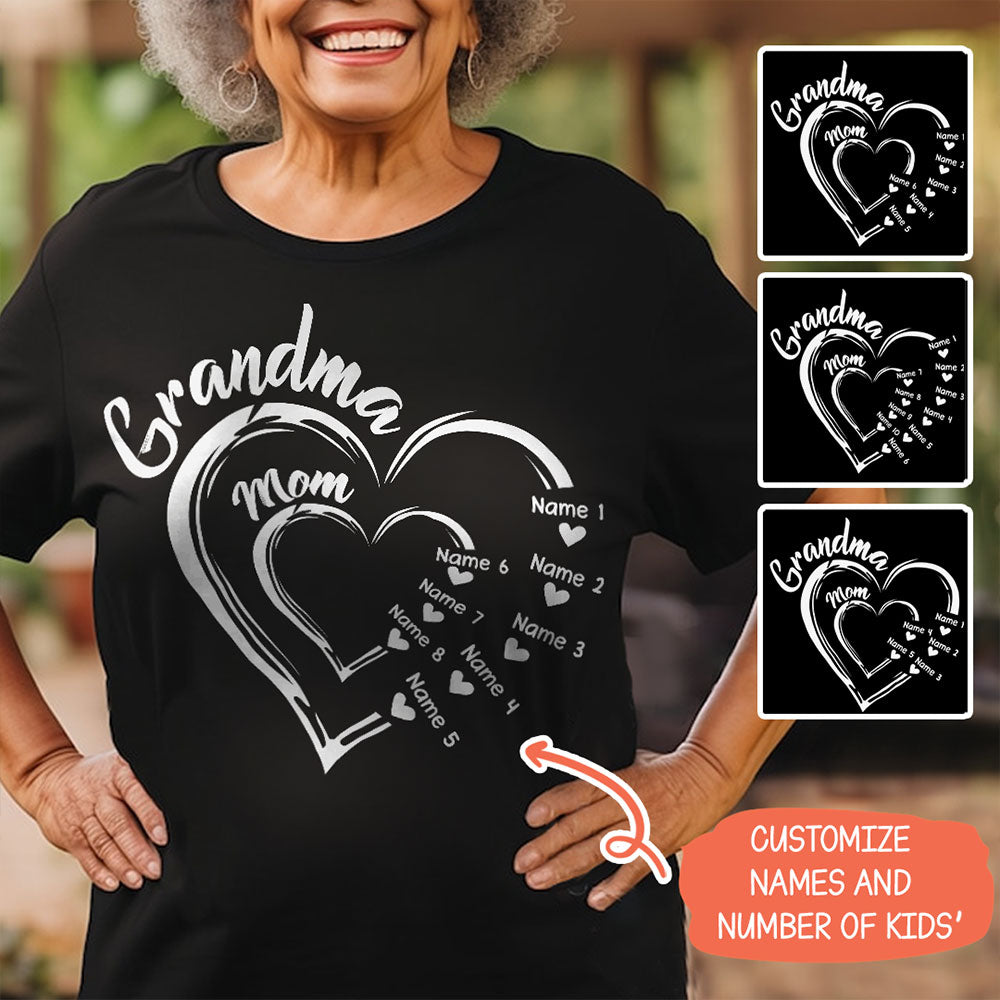Grandma Mom Heart Meaningful T-shirt Personalized Gift For Grandma